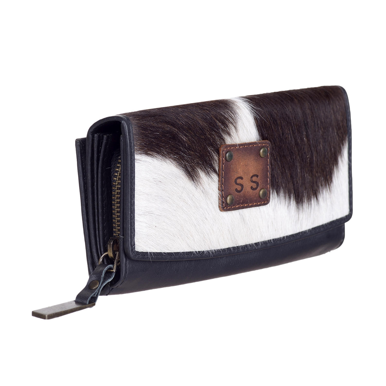 Trendy Brazilian Skin Hide Cow Hair on Fur Leather Women Girls Long Clutch Wallet Purse Large Capacity Pockets Bulk Sale Order