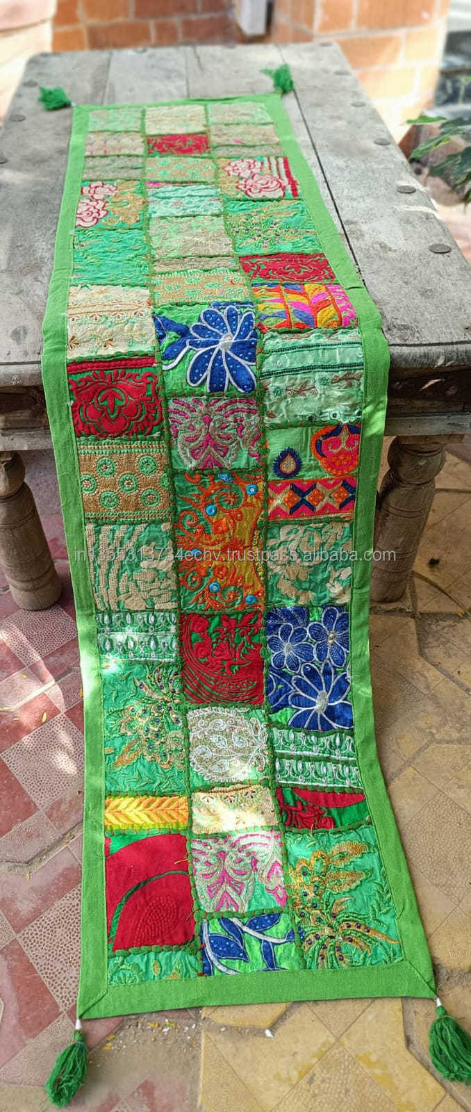 Handmade Decorative Embroidered Table Cloth Indian Unique Patchwork Dinning Table Runner For Table Runner Wall Hanging Tapestry