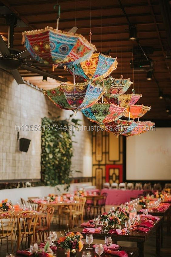 Embroidery Mirror Work Umbrellas For Decoration Wedding Decorative Umbrella Hanging Wedding Backdrops