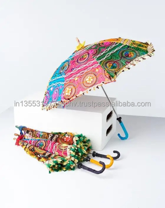 Embroidered Decorative Wedding Umbrella Sun Protection Parasols Sunshade Brolly Sun Handicraft Umbrellas