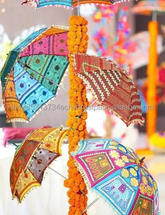 Embroidered Decorative Wedding Umbrella Sun Protection Parasols Sunshade Brolly Sun Handicraft Umbrellas