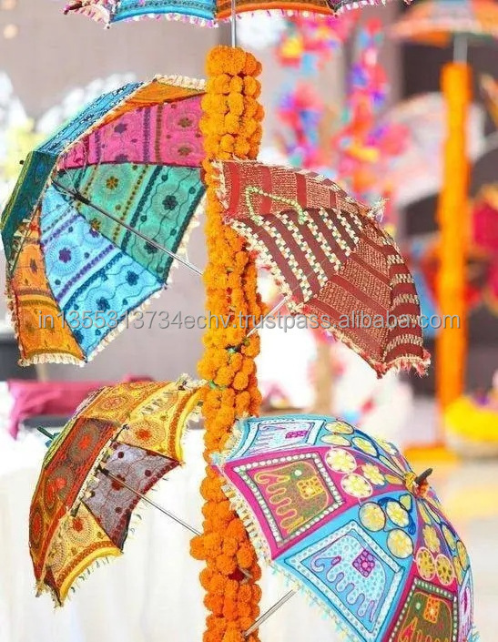 Embroidered Decorative Wedding Umbrella Sun Protection Parasols Sunshade Brolly Sun Handicraft Umbrellas