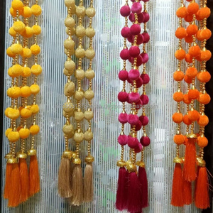 Multicolor Pompom Hanging  for Wedding decoration Haldi Mehndi Decor Item Party Back Drop Door Hanging For Decor