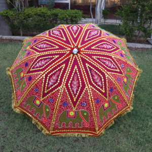 Indian Handmade decorative Cotton Multi Colored Embroidery Outdoor Umbrella for Wedding Garden decoration sun umbrella