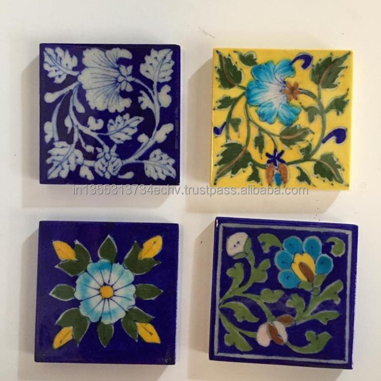 Handmade Assorted Hand painted Indian Ceramic Decorative Kitchen Backsplash wall decor Tiles