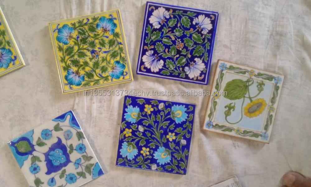 Handmade Assorted Hand painted Indian Ceramic Decorative Kitchen Backsplash wall decor Tiles