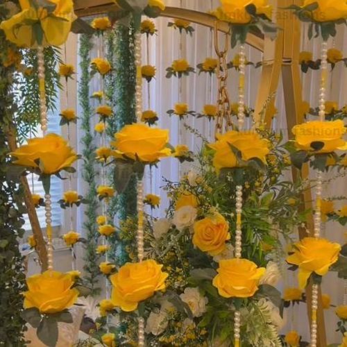 Indian Wedding Rose Pearl Garland for Decoration Mehndi Haldi  Wall Decoration Festive  Hanging Puja Strings