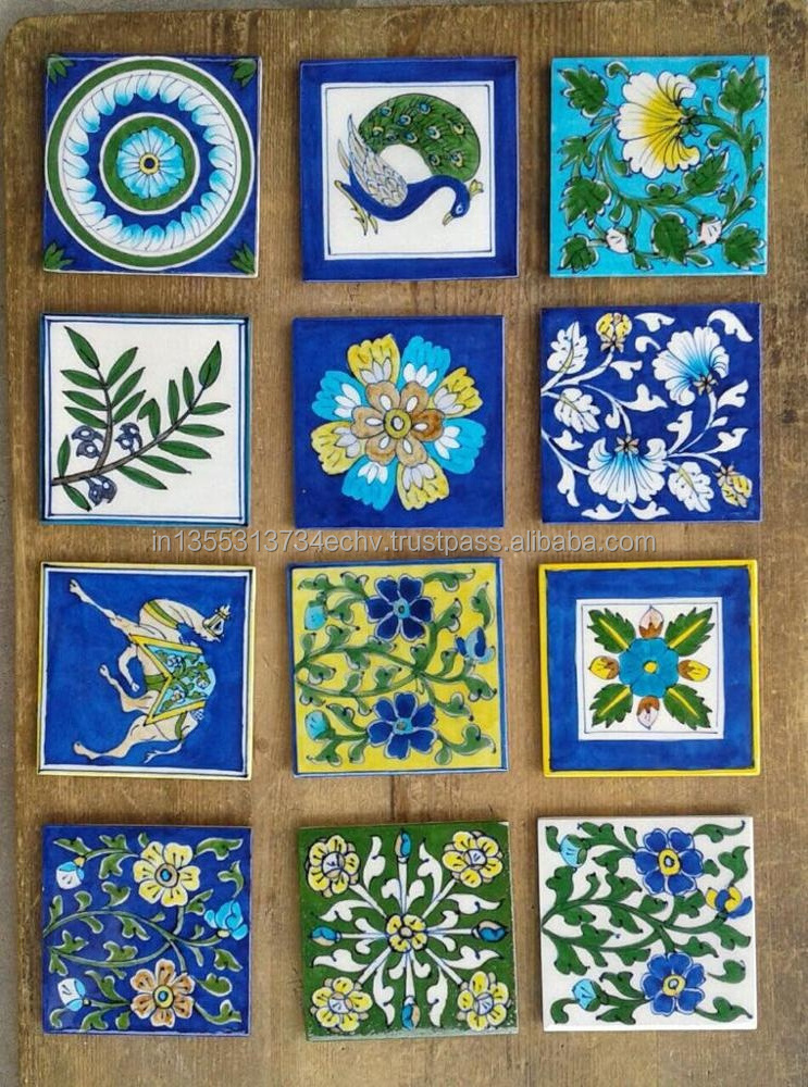 Handmade Ceramic Hand Painted Moosic Tiles For Home Decoration Living Room Wall Tiles Diwali Home Decor