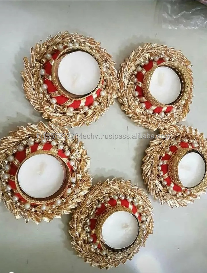 Handmade Pompom Flower Tea Light Holder Candle Holder Diwali Decor Wedding decor Candle Holder