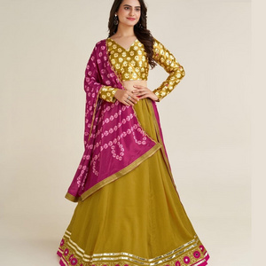 Indian and Pakistani Style Designer Vichitra silk Lehenga choli for Indian Festival Wear Pakistani Style Salwar Kameez Suit