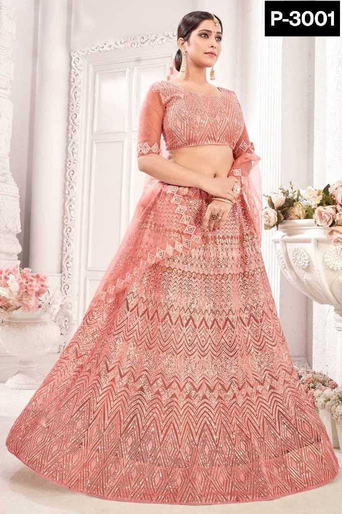 Indian Ethnic Wear Net with chain Work Lehenga choli and Both Side Chain Work Lace Border Dupatta Set for Women Wear Clothes