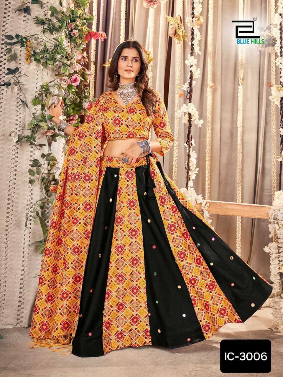 Indian Pakistani Festival Wear Cotton Lehenga choli with Printed Work Foil Mirror Work and Ready Made Lehenga Choli for Wome