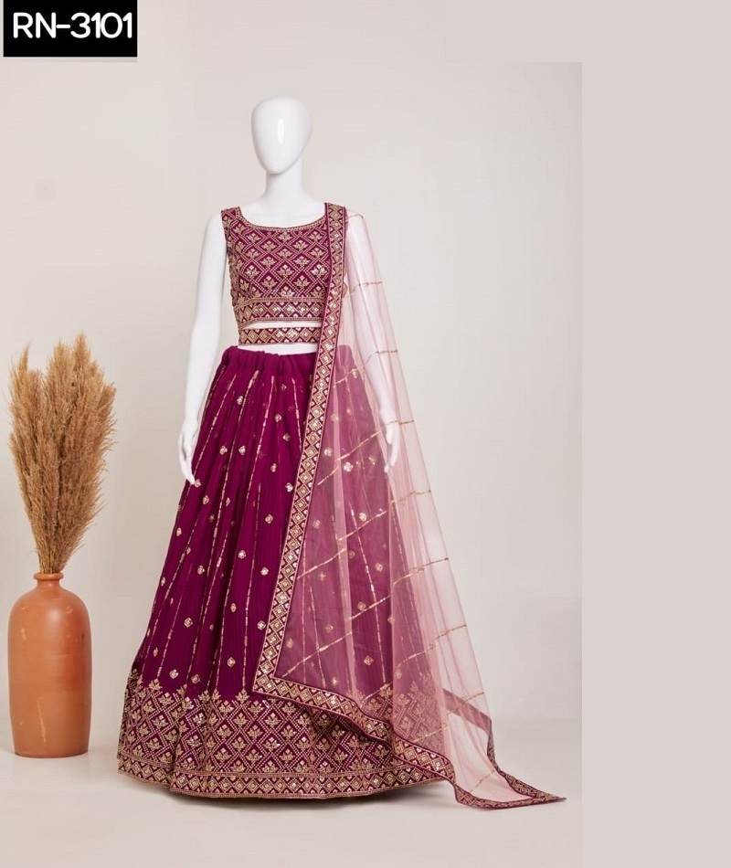 Indian Ethnic Wear Heavy Georgette Embroidery and Sequins With Crush Pattern Lehenga Choli with Heavy Net Dupatta Set for Women