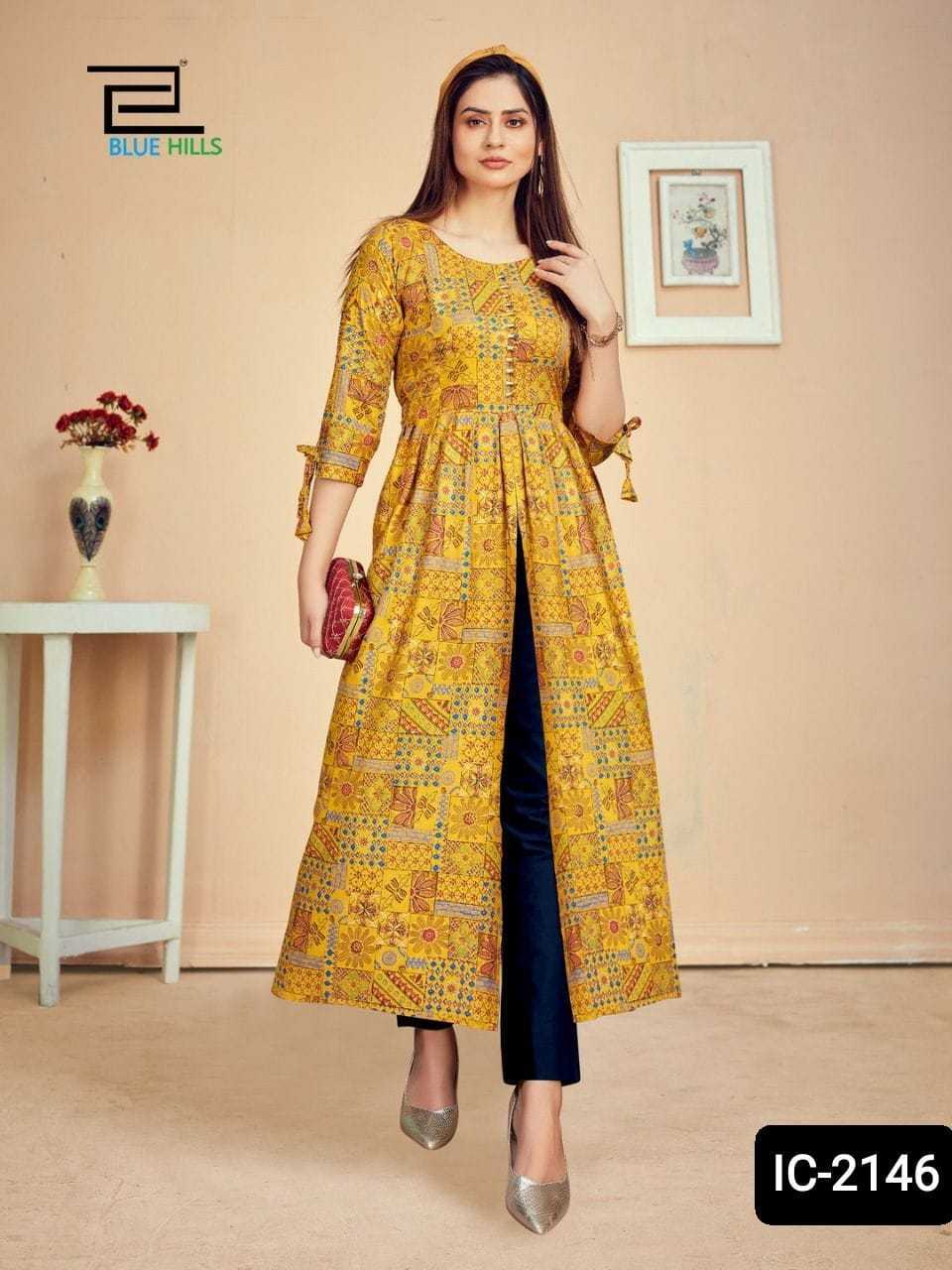 Indian Pakistani Style Ethnic Wear Pure Rayon Kurtis with Fancy Neck and Sleeve and One Side Cut Anarkali Gown Style Women Kurti