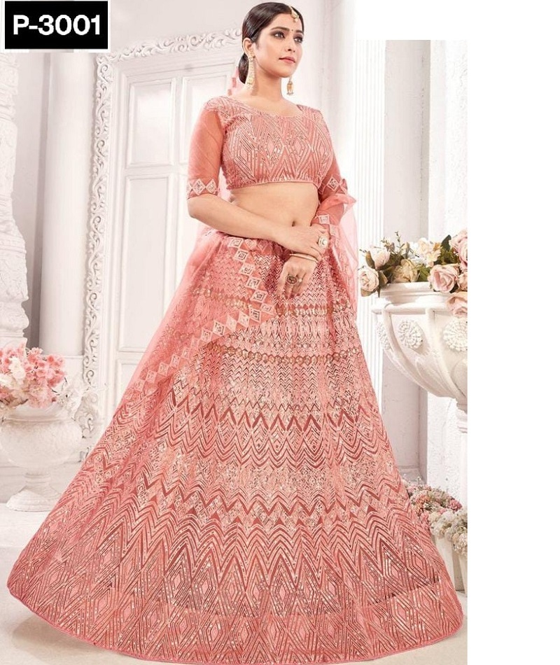 Indian Ethnic Wear Net with chain Work Lehenga choli and Both Side Chain Work Lace Border Dupatta Set for Women Wear Clothes