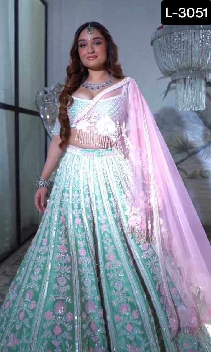 Women Wear Designer Malai Satin Heavy Thread Embroidery Work Lehenga choli with Soft Net Dupatta Pakistani Salwar Kameez Suit