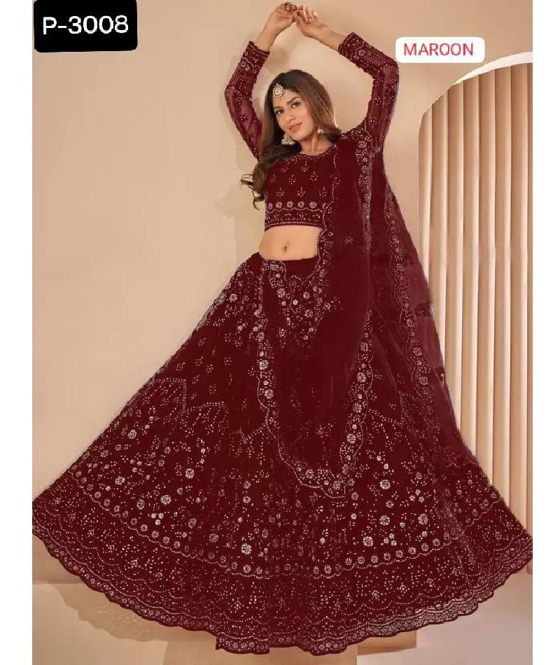 New Designer Women Wear Heavy Embroidery and Sequence Work chain Design Net Material Lehenga Choli for women Wedding Wear