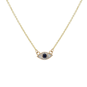 Best Selling Product Natural Blue Sapphire Diamond Evil Eye Pendant Necklace 14K Solid Yellow Gold Pendant Fine Jewelry