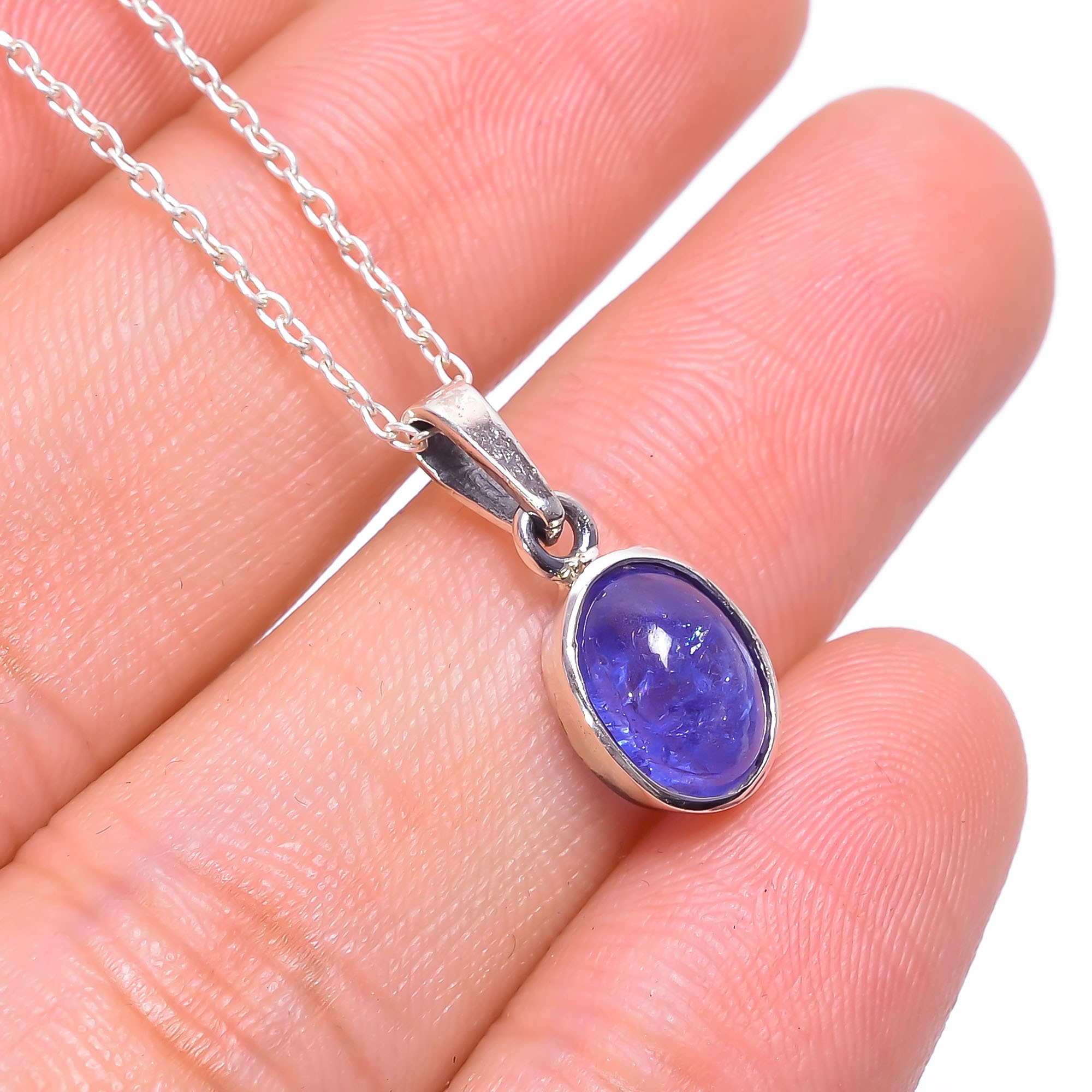 Natural Tanzanite Pendant Necklace 925 Sterling Silver Jewelry Tanzanite Necklace Wedding Gift