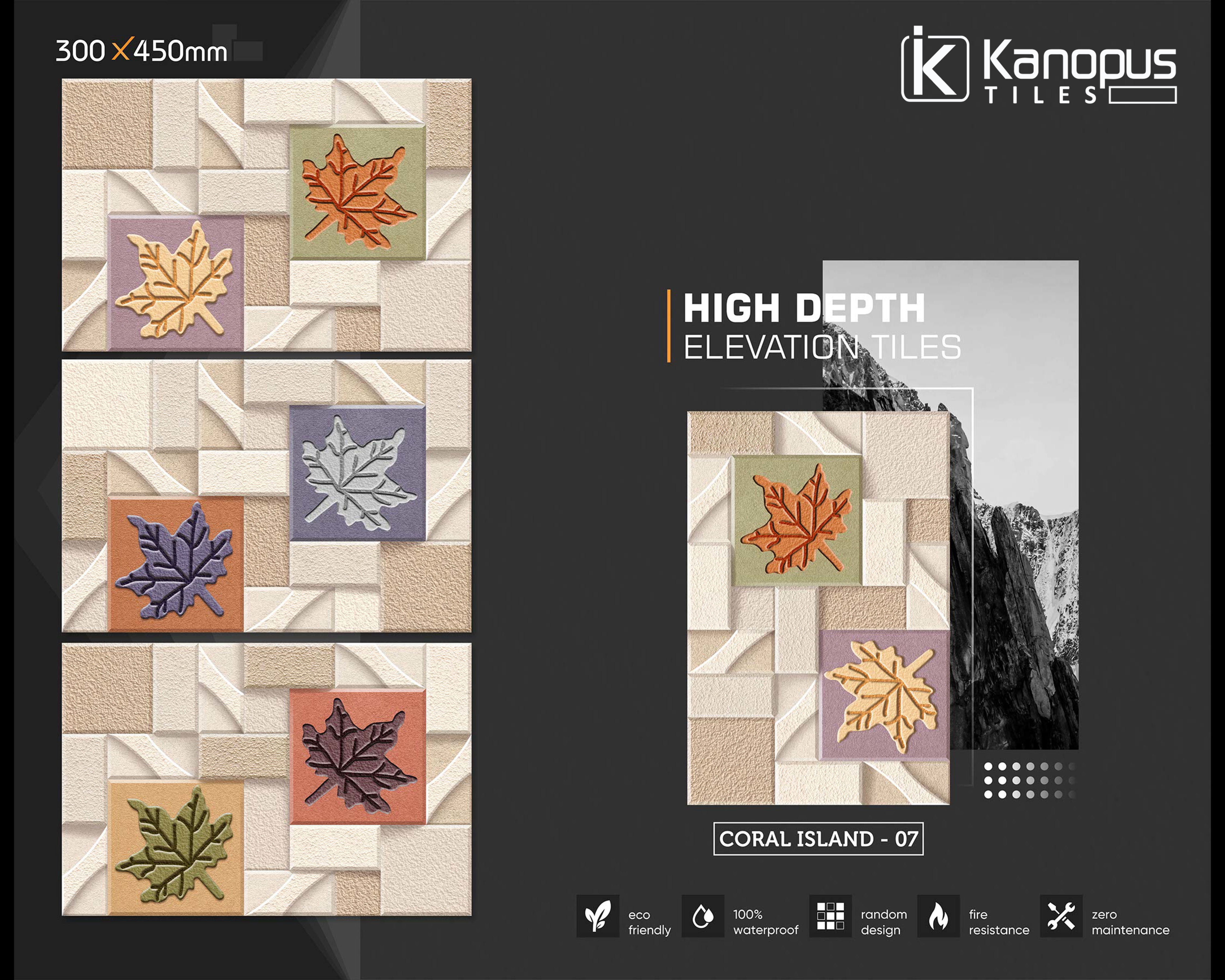 New design Elevation 300 x 450 mm ceramic wall Indian wall tiles for bathroom, kitchen wall, leaving room wall