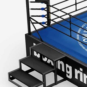 International Standard Quality Boxing Ring stairs for Sales Black Yellow Bag Print Red White Sport Vinyl Blue Customized Steel