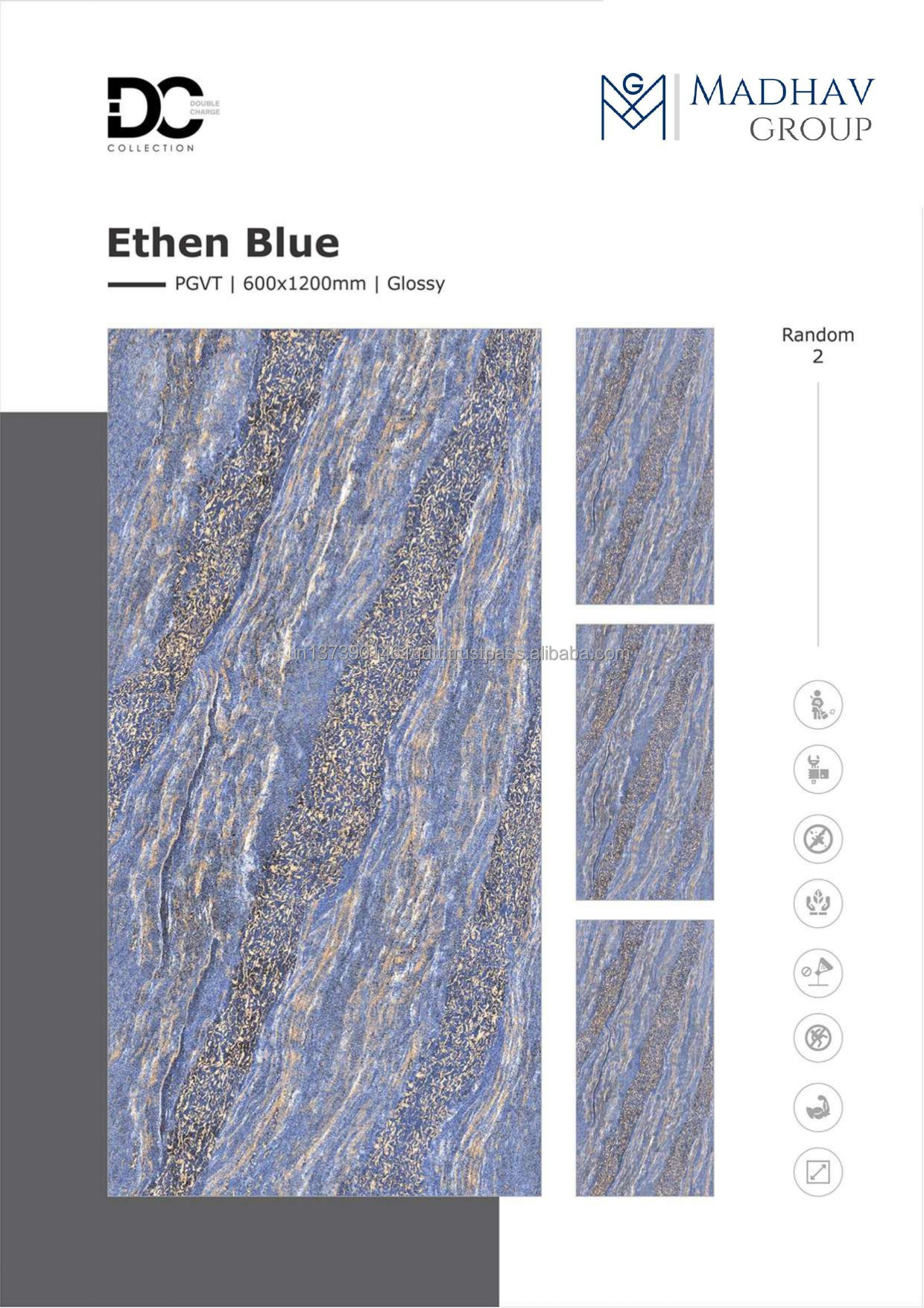 Hot Sale Flooring Tile Ceramic Non Slip Porcelain Ethen Blue Full Body Ceramic Tiles Available at Affordable Price