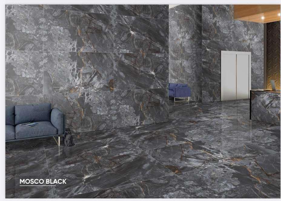 Excellent Quality Fully Polished Glazed Mosco Black 800x1600mm Floor Tiles for Home and Office Decoration