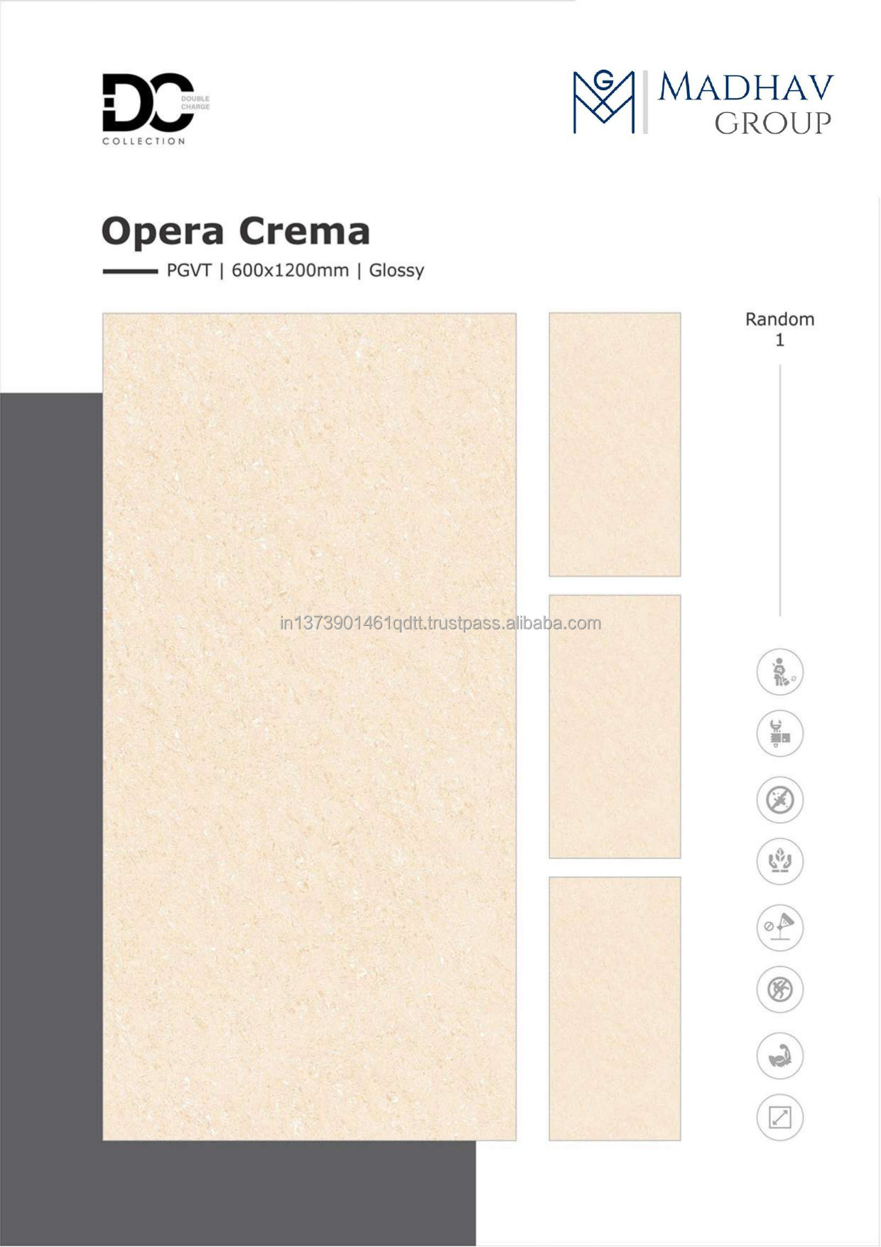 Porcelain Tiles Digital Printed 600x600mm Anti Slip Opera Crema High Glossy Finished Tiles for Sale from India