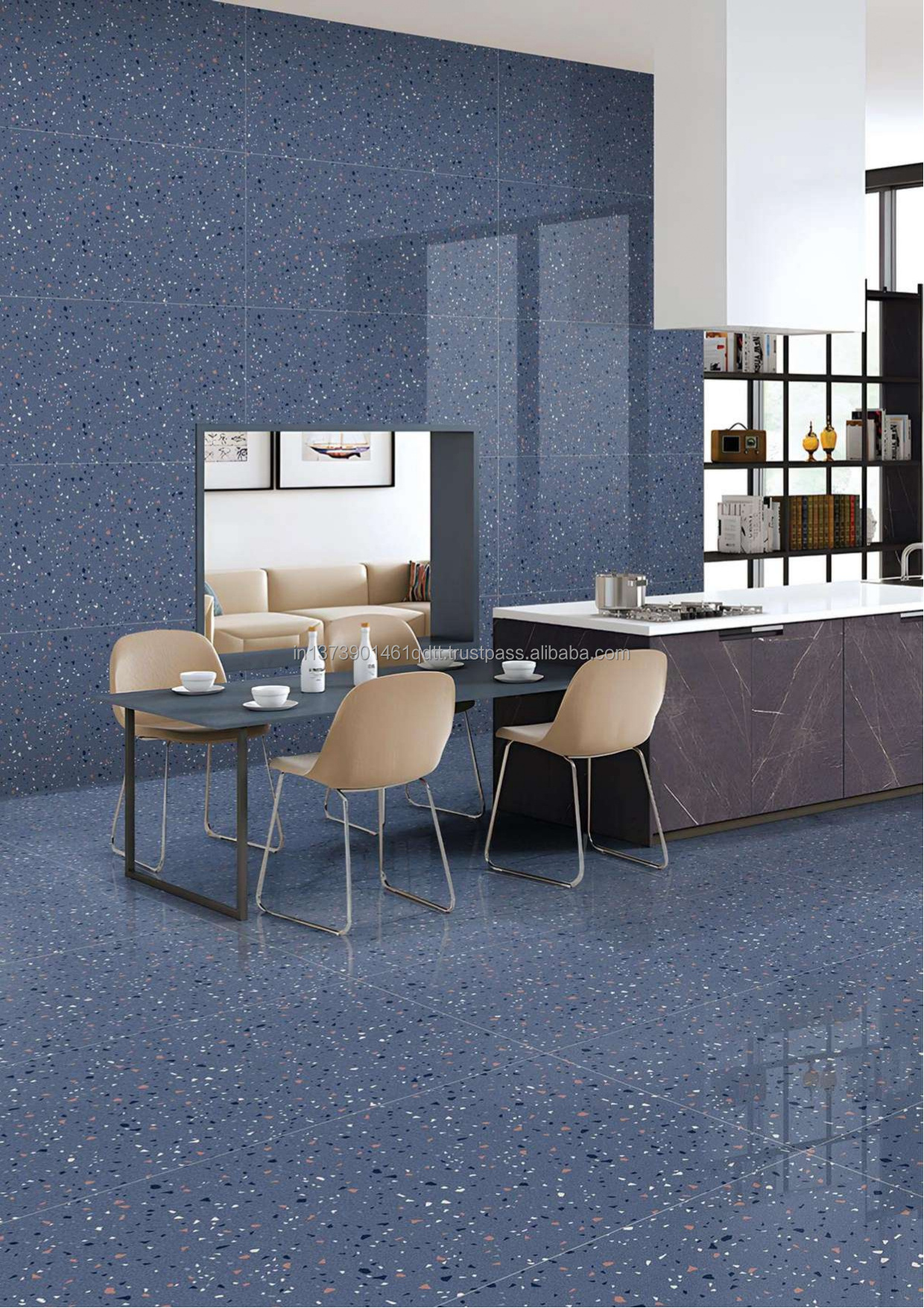 Best Quality Tiles & Accessories Besto Azul 1200x600mm Glazed Vitrified Tiles Kitchen Tiles with Custom Packaging