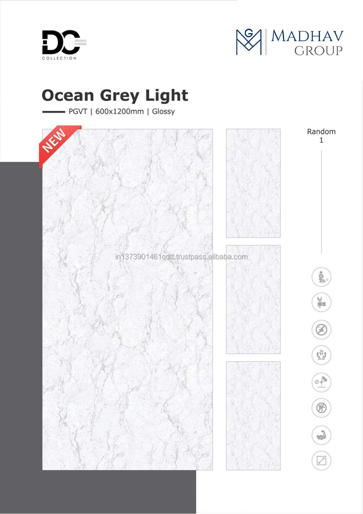 Best Quality Indoor Ceramic Wall Tiles Ocean Grey Light with High Glossy Finish for Worldwide Supply from India