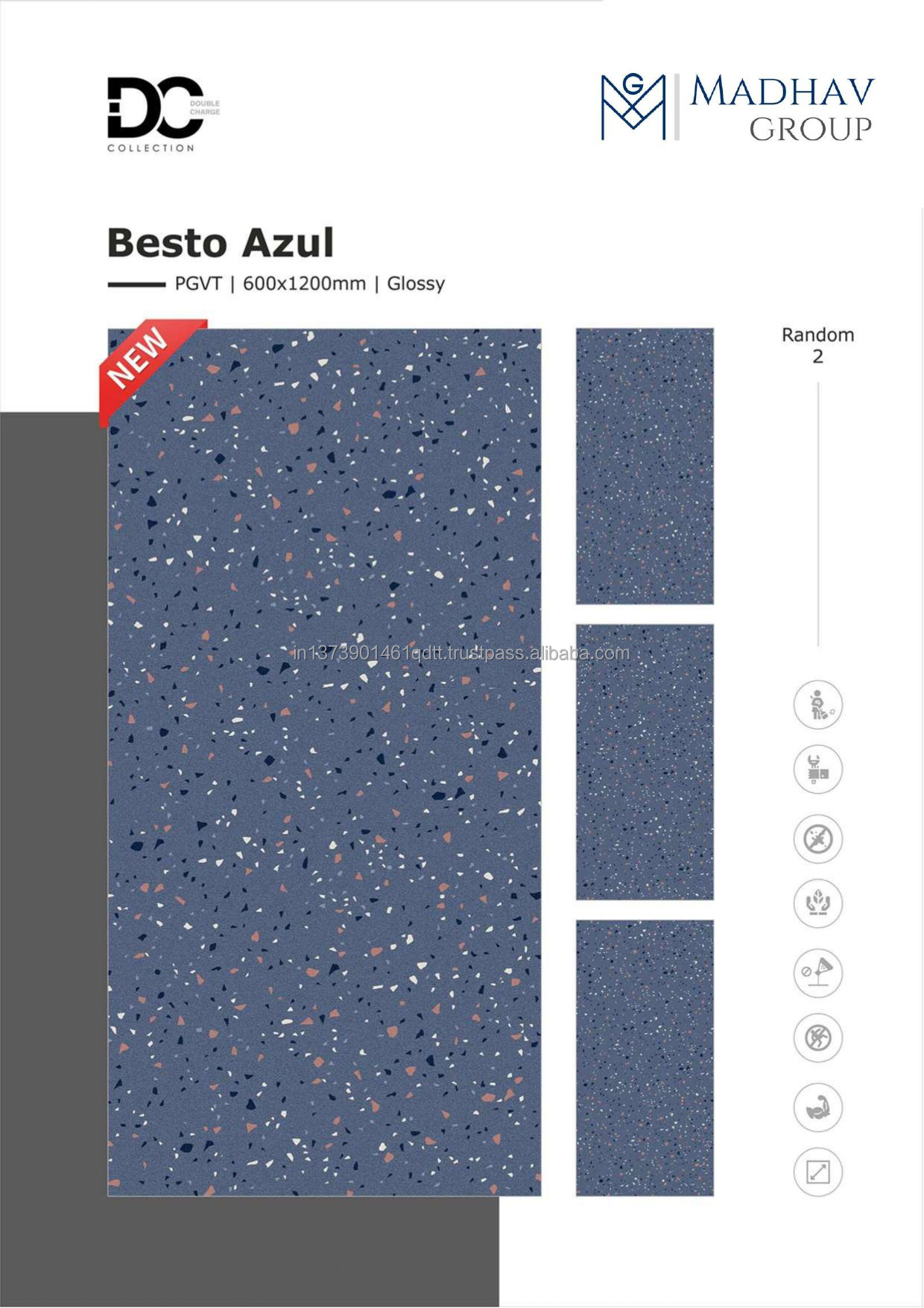 Best Quality Tiles & Accessories Besto Azul 1200x600mm Glazed Vitrified Tiles Kitchen Tiles with Custom Packaging