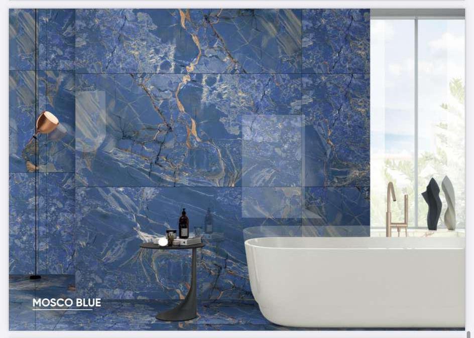 Most Selling Glossy Finished Mosco Blue Floor Tiles for Living Room Bedroom Tile from Indian Supplier