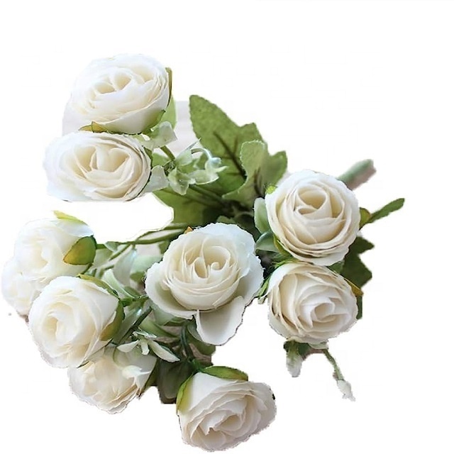 silk Roses Gypsophila Bouquets Artificial  Real Touch Fake Roses Flowers for Wedding Home Garden  Hotel Table Decoration