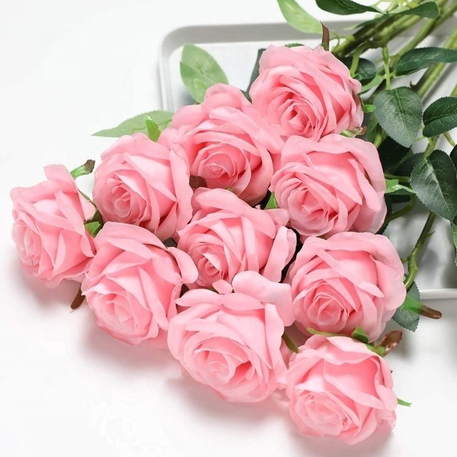 Artificial silk garden roses fake blooming rose real touch for wedding home birthday party arrangement garden decoration