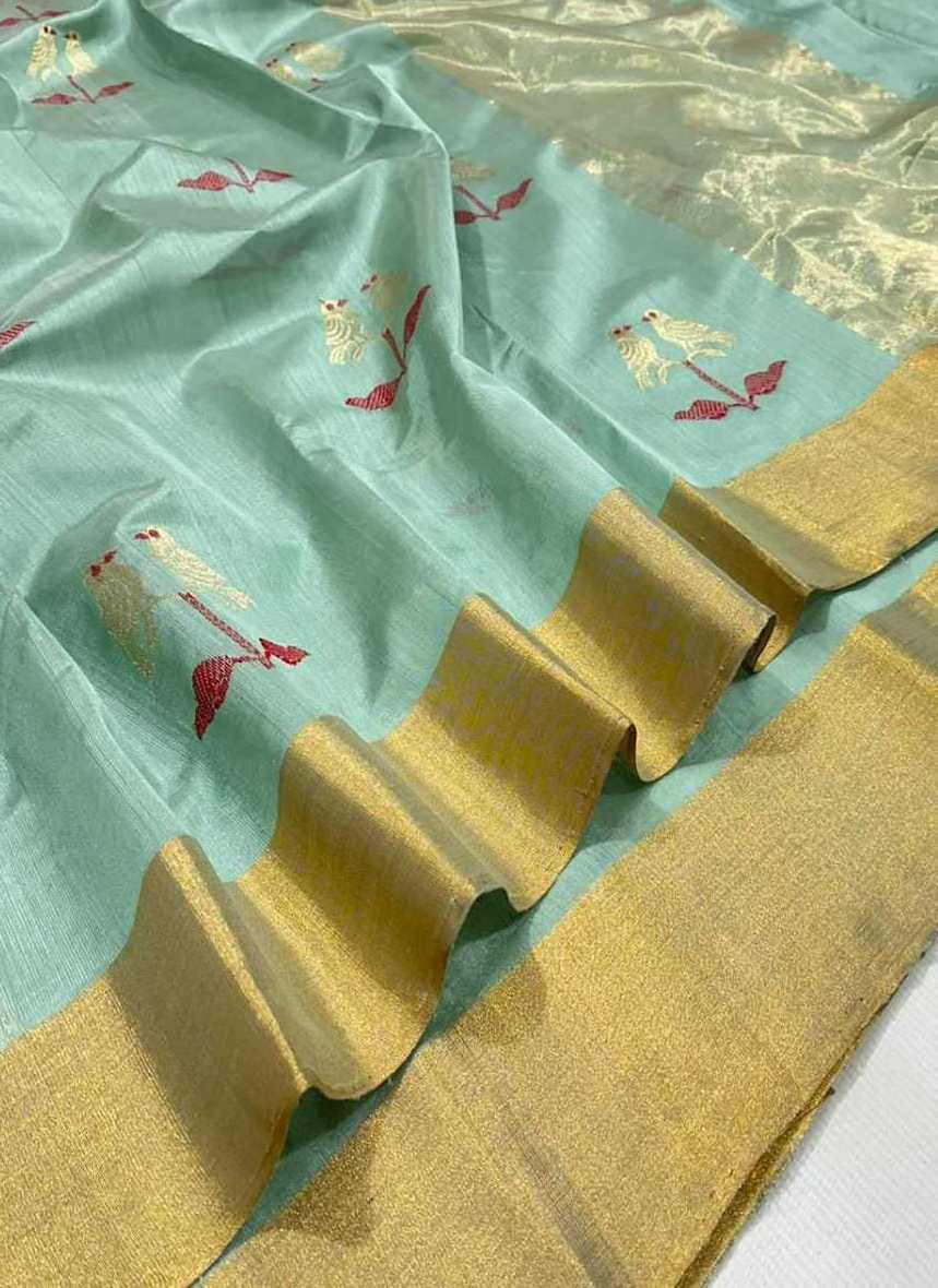 Chanderi Silk Saree With Thread Zari Coding Sequins Work With Silk Blouse Piece Pure Chanderi Sarees For Women Wedding Party Wea