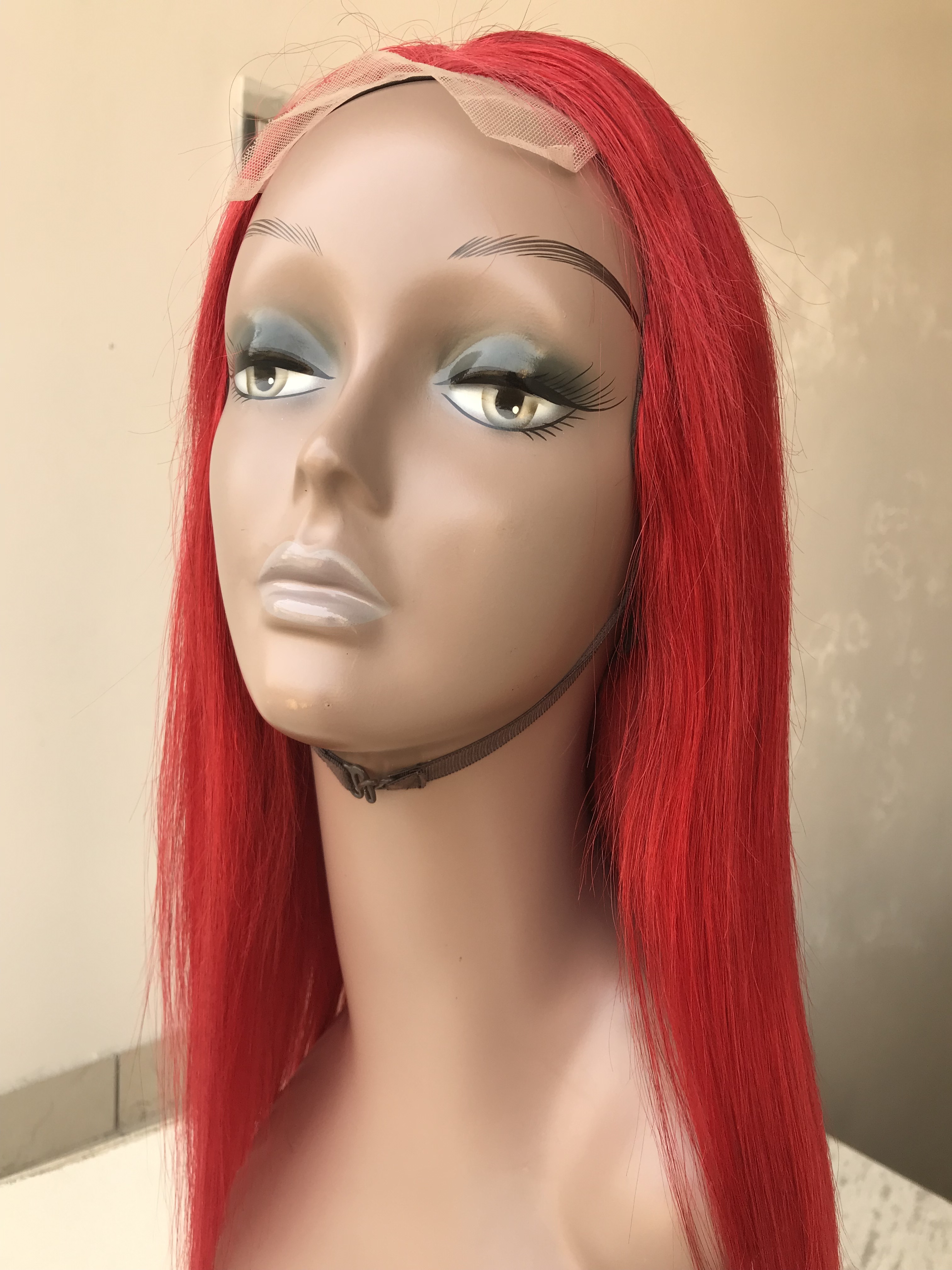 Red Colored Wigs Pre Plucked Natural Straight Human Hair Wigs Brazilian Virgin Hair Lace Front Closure Wigs From Indian Supplier