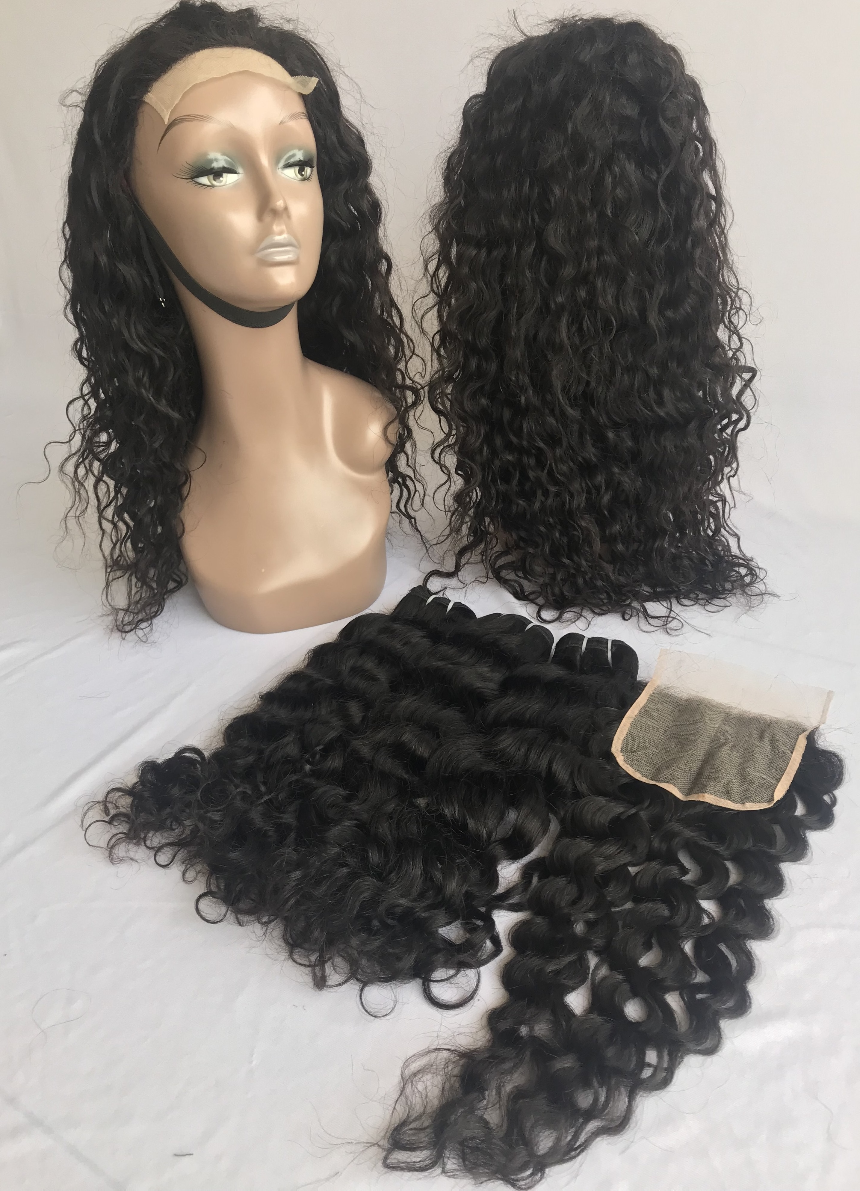 100% Wholesale Cambodian Natural Curly Wig 300% High Density Virgin Cuticle Aligned Hair Transparent Lace 4x4 Closure Hair Wig's