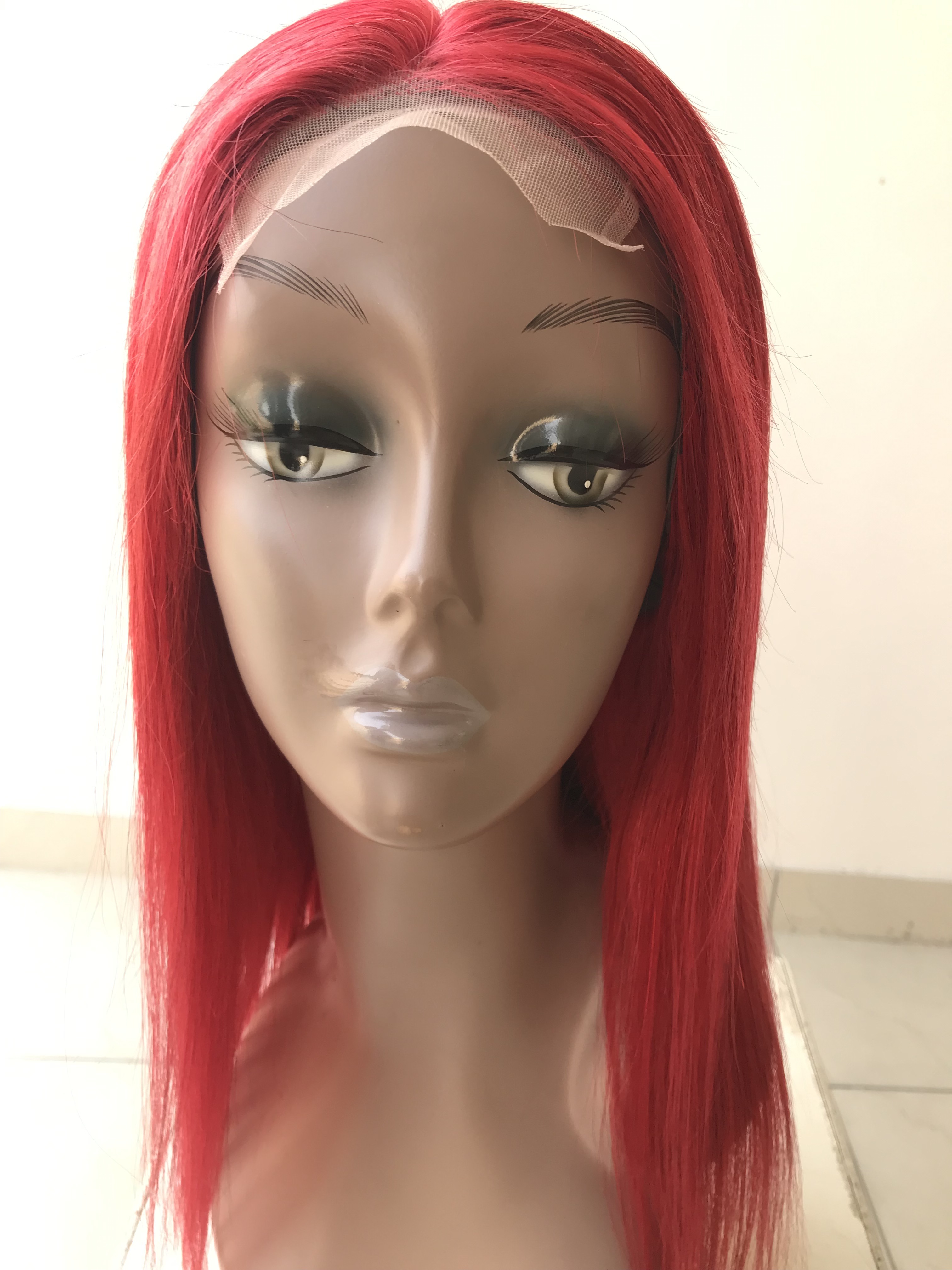 Red Colored Wigs Pre Plucked Natural Straight Human Hair Wigs Brazilian Virgin Hair Lace Front Closure Wigs From Indian Supplier