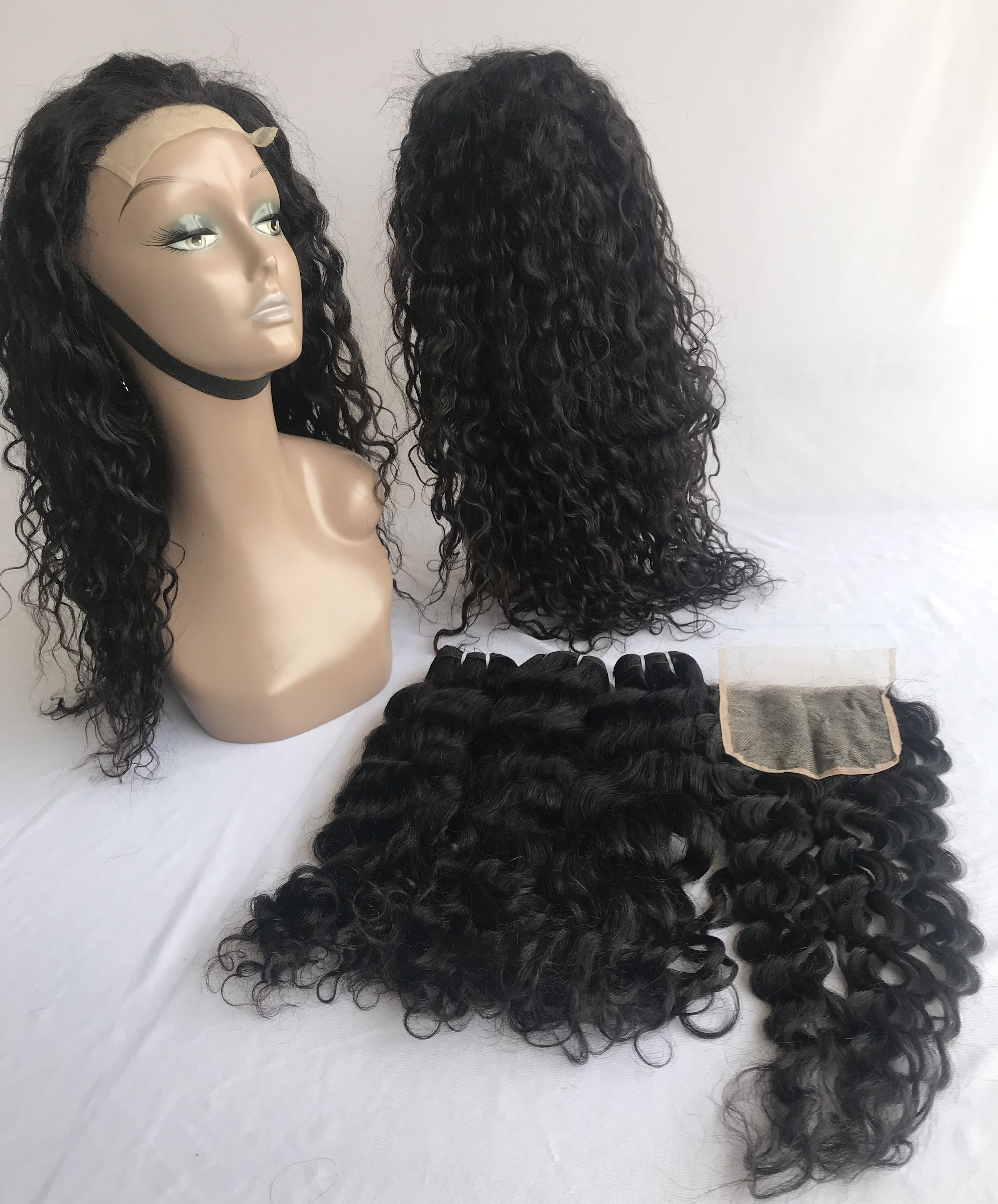 100% Wholesale Cambodian Natural Curly Wig 300% High Density Virgin Cuticle Aligned Hair Transparent Lace 4x4 Closure Hair Wig's