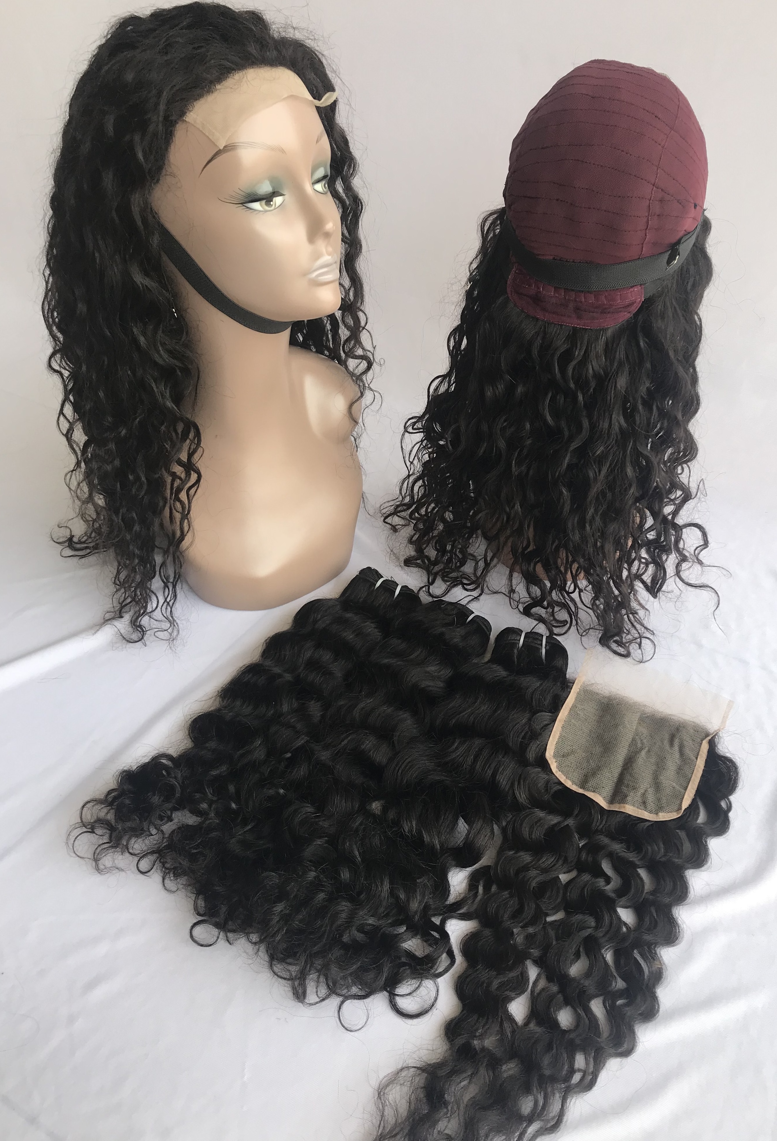 100% Wholesale Cambodian Natural Curly Wig 300% High Density Virgin Cuticle Aligned Hair Transparent Lace 4x4 Closure Hair Wig's