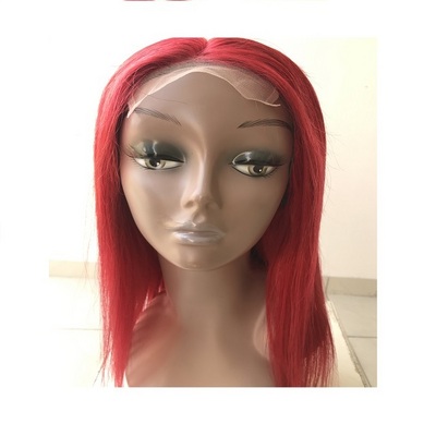 Red Colored Wigs Pre Plucked Natural Straight Human Hair Wigs Brazilian Virgin Hair Lace Front Closure Wigs From Indian Supplier