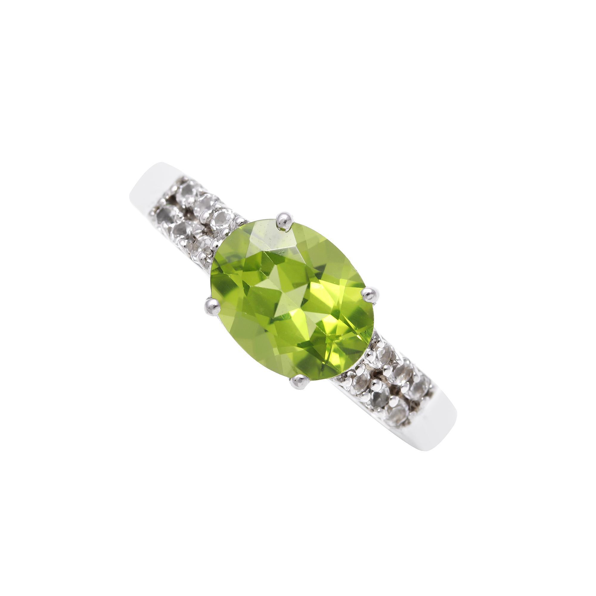 Mens Statement Gemstone Ring Natural Birthstone Green Peridot Oval Faceted Zircon Band Handmade 925 Sterling Silver Men's Ring