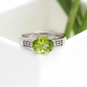 Mens Statement Gemstone Ring Natural Birthstone Green Peridot Oval Faceted Zircon Band Handmade 925 Sterling Silver Men's Ring