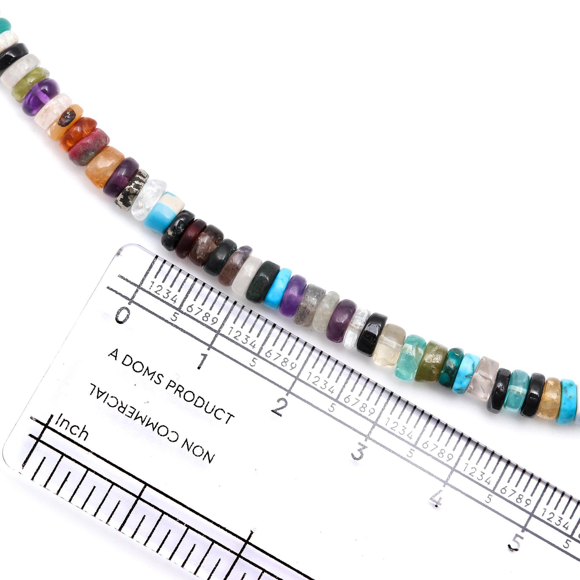 Natural Gemstone Tyre Beads Necklace Multi Color 925 Sterling Silver Handmade Necklace Wholesale Multi Beads Gemstone Necklace