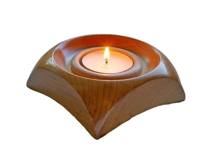 Excellent Quality Newest Design Acacia Wooden Square Votive Candle Holder With Under Metal Stainless Steel Tea Light For Home