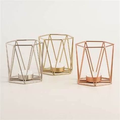 Compassion Collection Classic Design Set Of 3 Metal Iron Wire Frame Under Tea Light Candle Stand 3 Color For Home Table Decor