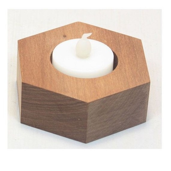 Excellent Quality Newest Design Acacia Wooden Square Votive Candle Holder With Under Metal Stainless Steel Tea Light For Home