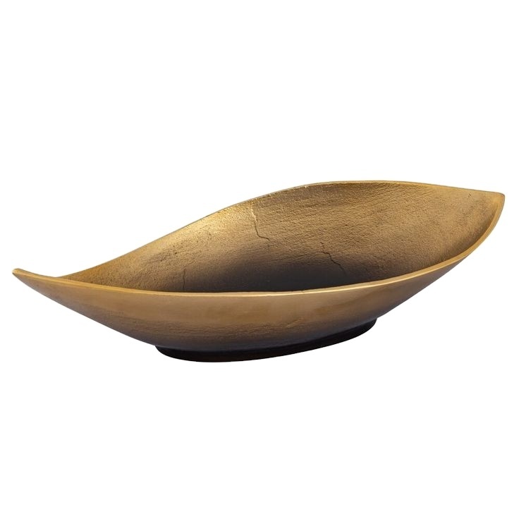 Latest style Long Lasting Antique Finish Metal Cast Aluminium Boat Shaped Fruit Bowl For Dining Table