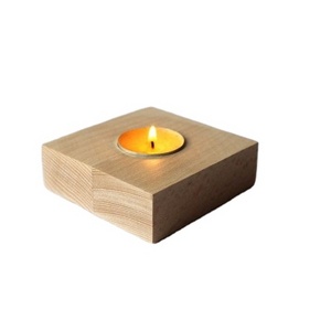 Excellent Quality Newest Design Acacia Wooden Square Votive Candle Holder With Under Metal Stainless Steel Tea Light For Home