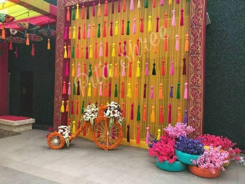 Party Haldi Dholki Decor Sangeet Diwali Decoration Mehendi Indian Wedding Indian Mehndi Decor Handmade